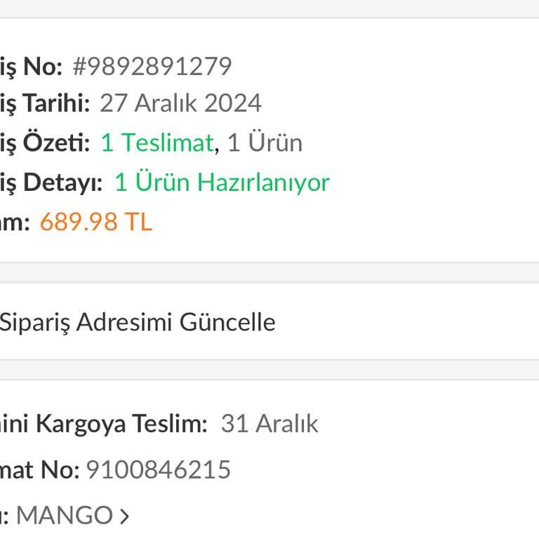 Trendyol Üzerinden Mango Siparişi Teslim Edilmedi