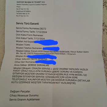 Yenilenmiş Cihazda Sürekli Şebeke Ve Ses Sorunu