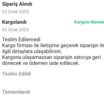 Kargom Teslim Edilmeden İade Edildi