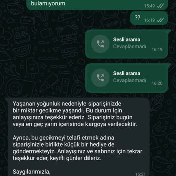 Kargoya Verilmeyen Sipariş Ve Yanıt Alınamayan Müşteri Hizmetleri