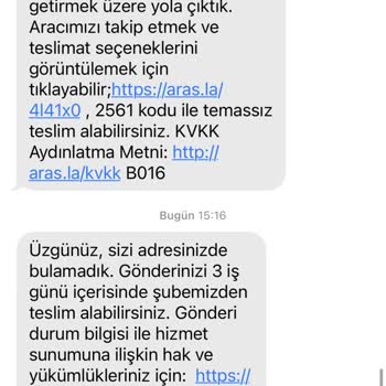 Aras Kargo Evdeyken Teslim Edilemeyen Kargo Sorunu