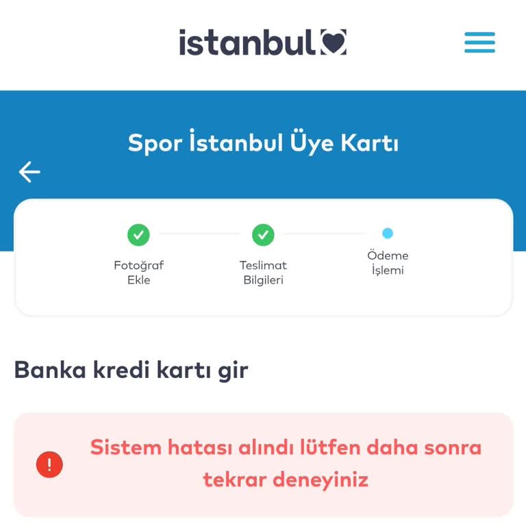 Spor Kartı Çıkarmada Karşılaşılan Sistem Hatası
