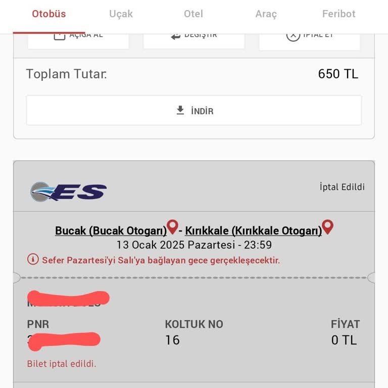 Es Turizm İle İletişim Sorunları Ve İptal Edilen Sefer