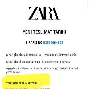 Zara Siparişim Zamanında Teslim Edilmedi