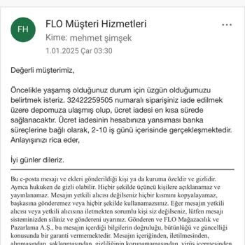 Sipariş Teslim Edilmedi Ve İade Sorunu