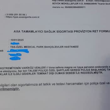 Axa Sigorta Varis Ameliyatını Karşılamıyor