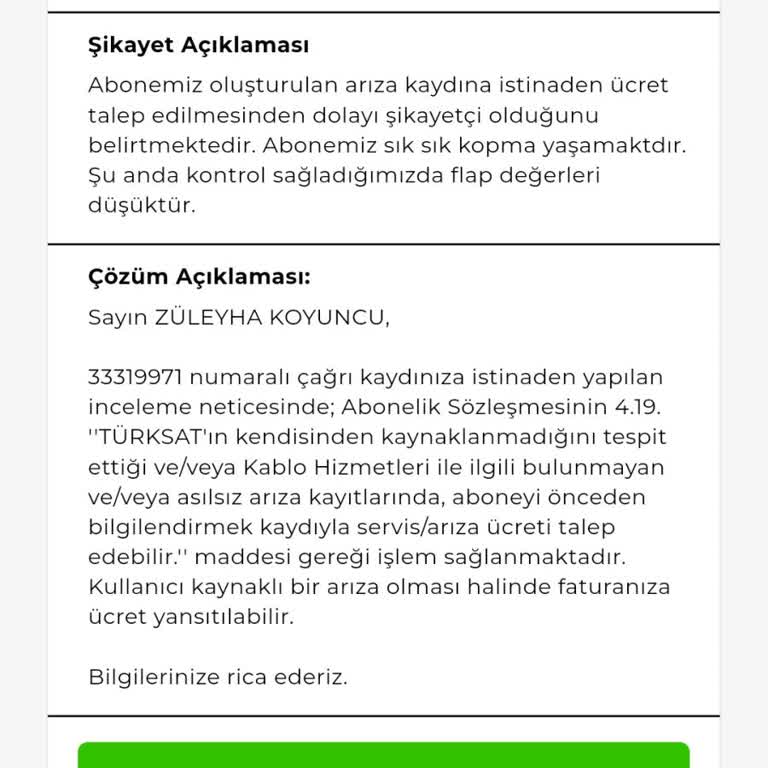Sürekli Kesilen İnternet Bağlantısı Ve Haksız Ücretlendirme