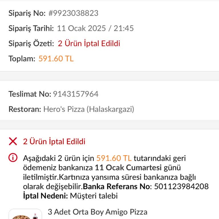 Trendyol Yemek Siparişi İptali Ve Müşteri Hizmetleri Sorunu