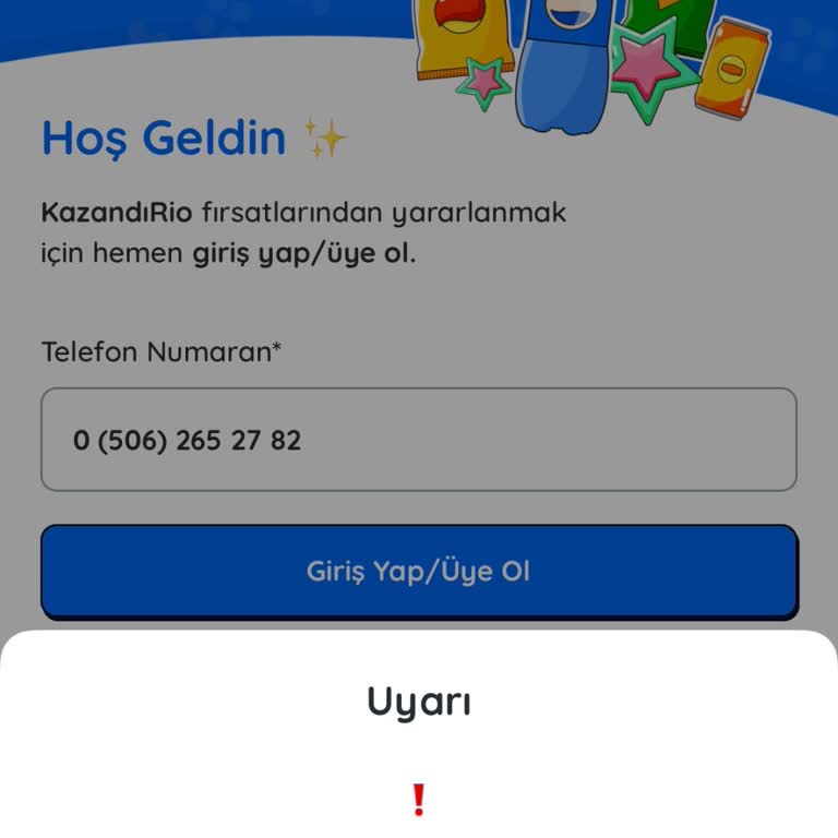 Kazandırio Uygulamasında Giriş Sorunu