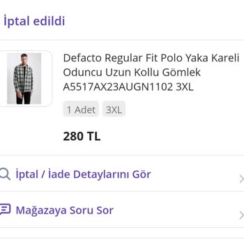 DeFacto Siparişim İade Edildi Ve Fiyat Artışı Yaşandı