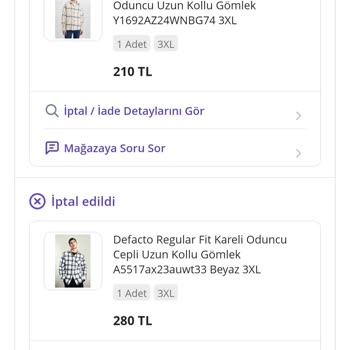 DeFacto Siparişim İade Edildi Ve Fiyat Artışı Yaşandı