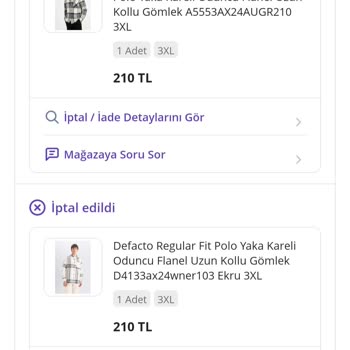 DeFacto Siparişim İade Edildi Ve Fiyat Artışı Yaşandı