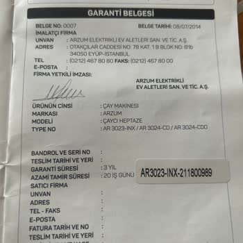 Garanti Süresinde Sürekli Arızalanan Çay Makinesi