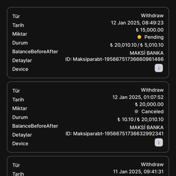 Çekim Taleplerinin Sürekli İptal Edilmesi