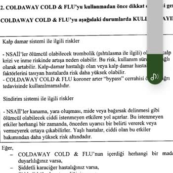 Coldaway Cold & Flu Kullanımında Hayati Riskler