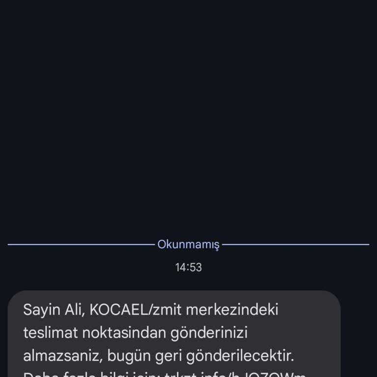 Şüpheli Teslimat Mesajları Hakkında Bilgilendirme