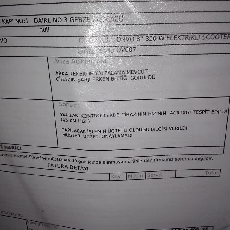 Onvo Scooter'da Hayal Kırıklığı: Servis Ve Kalite Sorunları