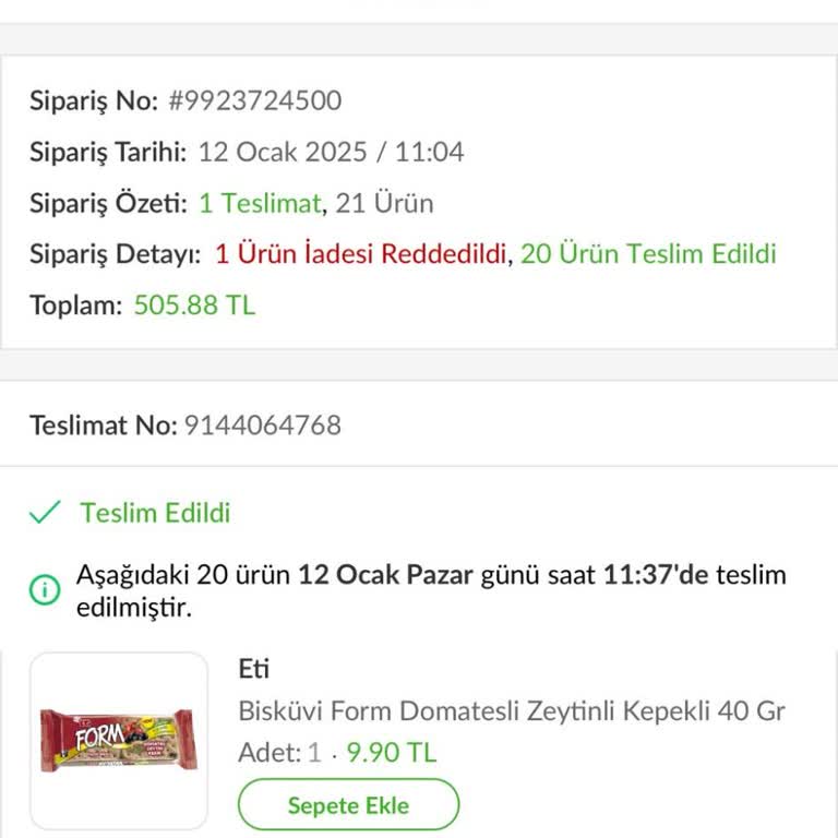 Eksik Ürün Ve İade Sorunu