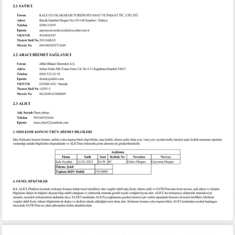 Kale Turizm İle Hayal Kırıklığı Dolu Yolculuk