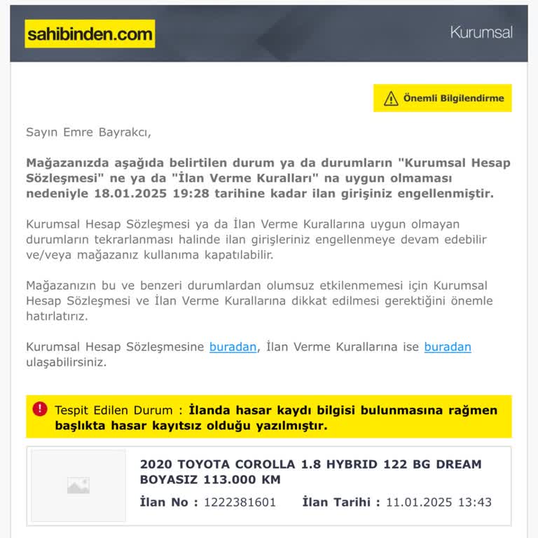 Sahibinden.com'un Haksız Mağaza Kapatma Politikaları