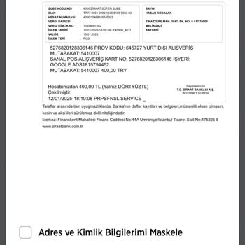 Ziraat Bankası Hesabımdan İzinsiz Para Çekimi