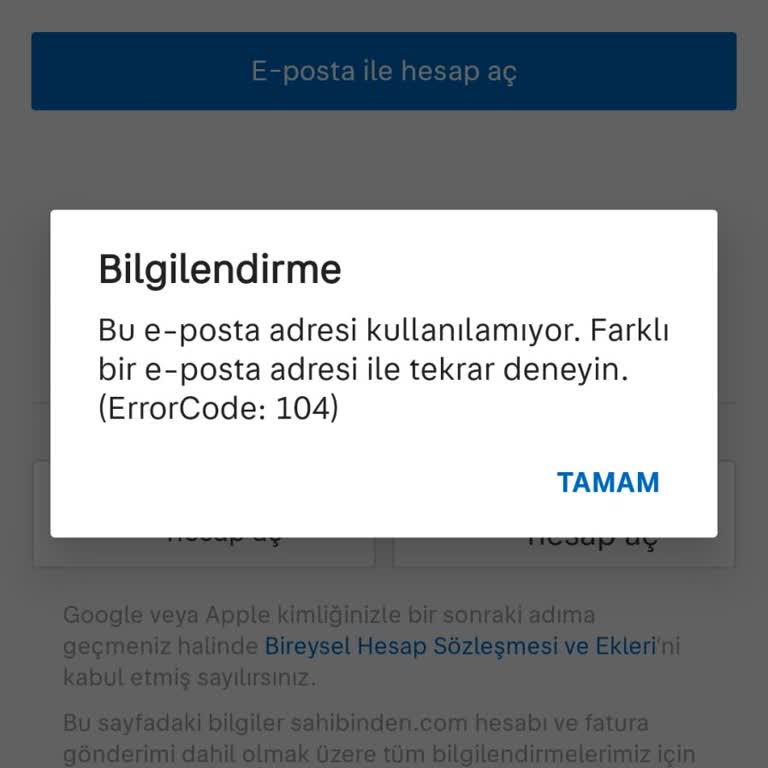 Sahibinden.com Giriş Sorunu: E-posta Adresi Hatası