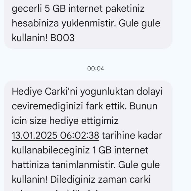 Yanlış Hediye Mesajı Yüzünden İnternet Paketi Bitti