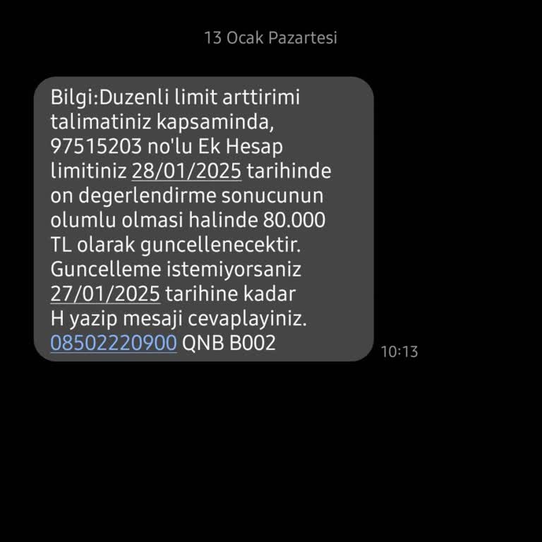 İzinsiz Limit Artırma Mesajları Ve Hesap Kapatma Talebi
