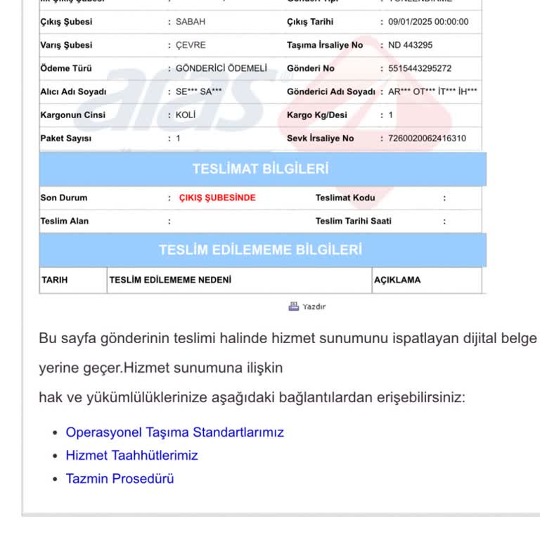 Aras Kargo'nun Teslimat Sorunu