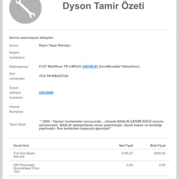 Dyson Servisinde Kırık Parça Sorunu Ve İlgisizlik