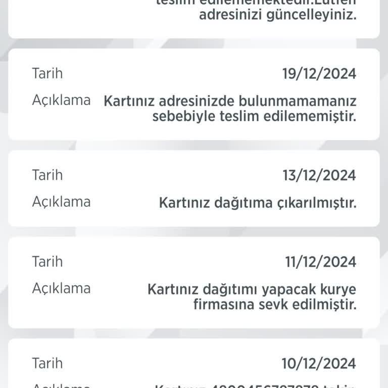 Kart Teslimatında Yaşanan Sorunlar