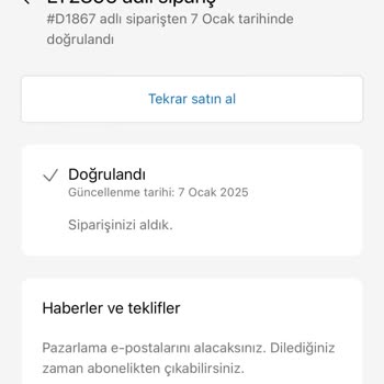 İnternet Sitesinden Alınan Ürün İçin Yanıt Alınamıyor