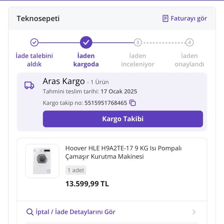 Kargo Ücreti Yüzünden Kurutma Makinesi İptali