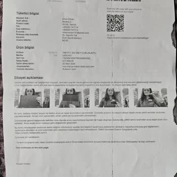 Lenovo Tabletin Çözülemeyen Sorunları Ve İade Talebinin Reddedilmesi