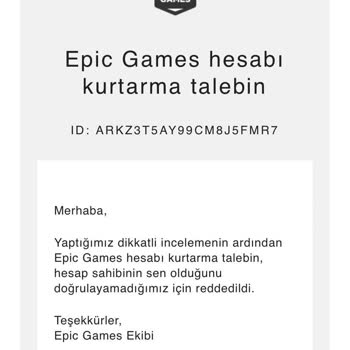 Epic Games Hesabımın Kurtarılması Konusunda Yetersiz Destek