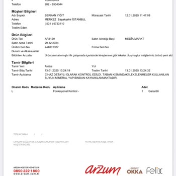 Paslanan Çaycı Makinesi Ve İade Sorunu