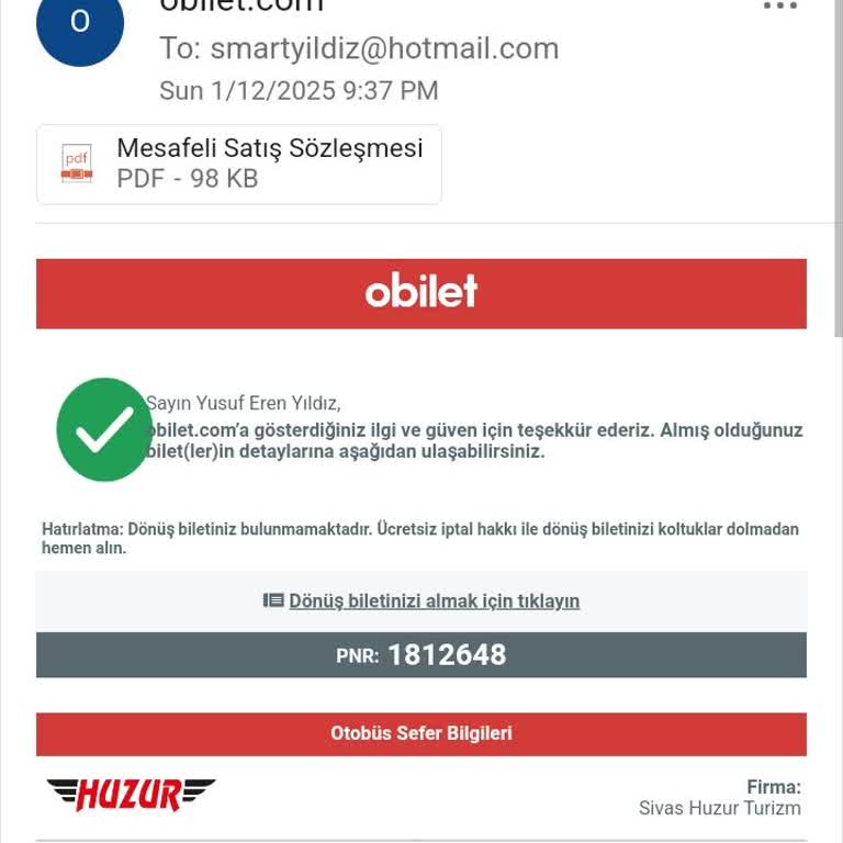 Sivas Huzur Turizm İptal Edilen Biletler Ve Mağduriyet