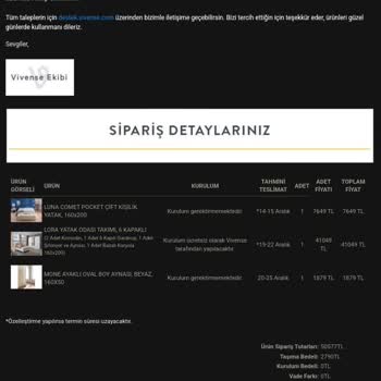 Vivense Yatak Odası Takımında Çökme Ve İletişim Sorunu