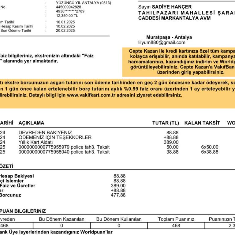 VakıfBank Kart Aidat Ücreti İadesi Talebi
