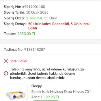 Teslim Edilmeyen Sipariş Ve İade Sorunu