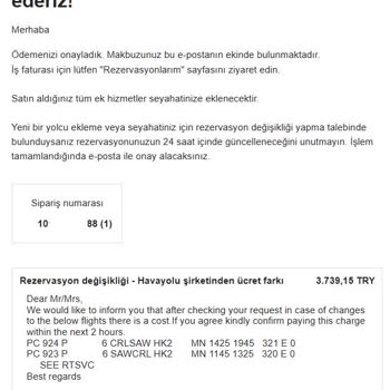 Bilet Değişiminde Müşteri Hizmetleri Ve Ek Ücret Sorunu