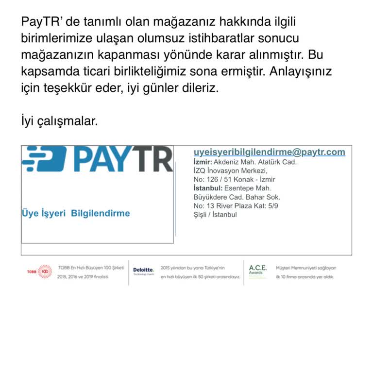 Paytr Hesabımın Aniden Kapatılması Ve İletişim Sorunları