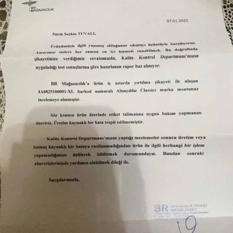 Montun İç Astarındaki Sorun Ve Garanti Hayal Kırıklığı