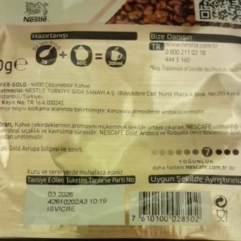 Nescafe Gold Paketinden Çıkan Tehlikeli Maddeler