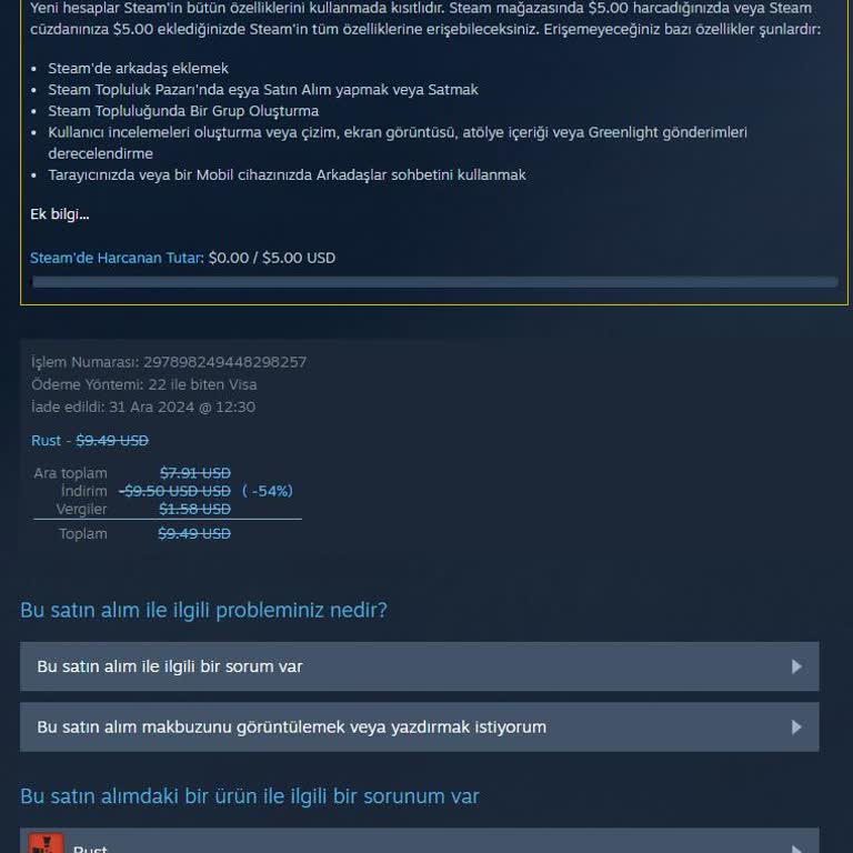 İade Edilen Oyun Ücreti Hesabıma Geçmedi