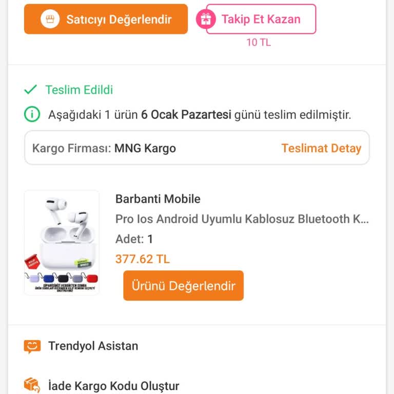 Teslim Edilmeyen Bluetooth Kulaklık Sorunu