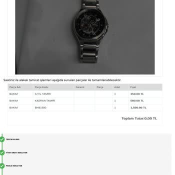 Garanti Sürecinde Eksik Parçalı Saat Sorunu