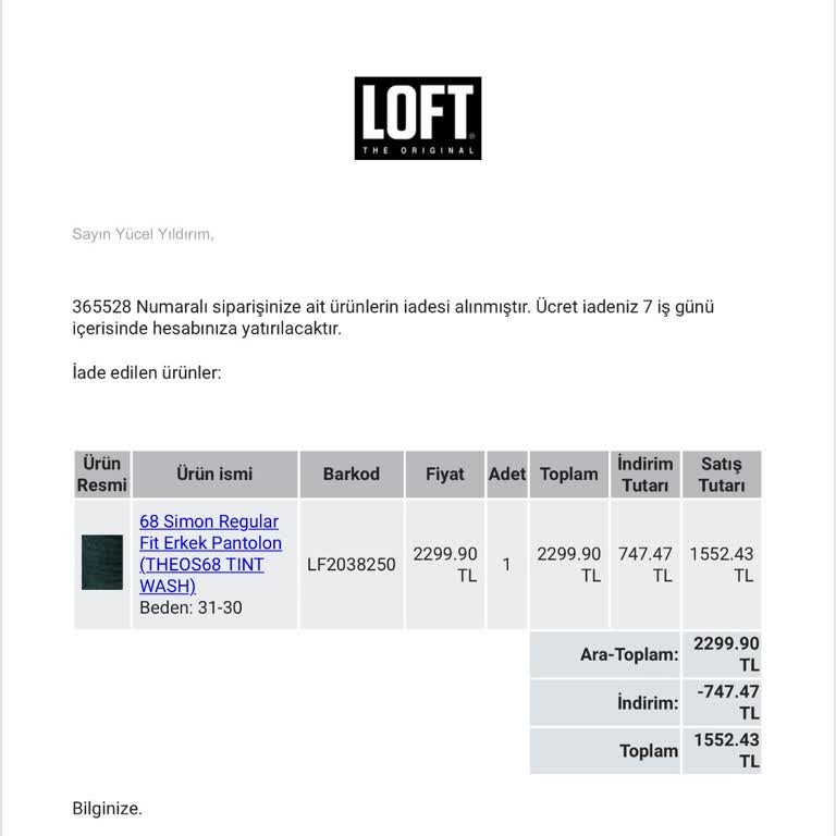 Loft'tan Geciken İade Ve Müşteri Memnuniyetsizliği