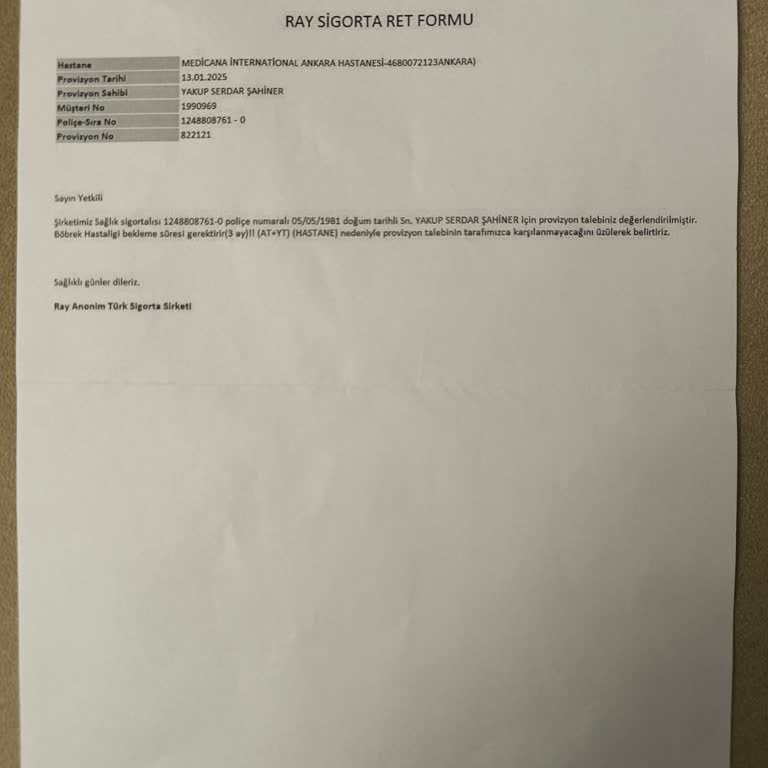 Ray Sigorta'nın İlk 3 Ay Sağlık Sigortası Kapsamı Hayal Kırıklığı