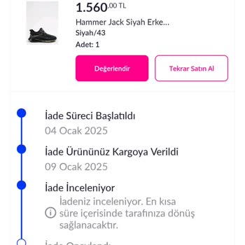 Hammer Jack Ayakkabı İade Sorunu Ve Kalite Şikayeti
